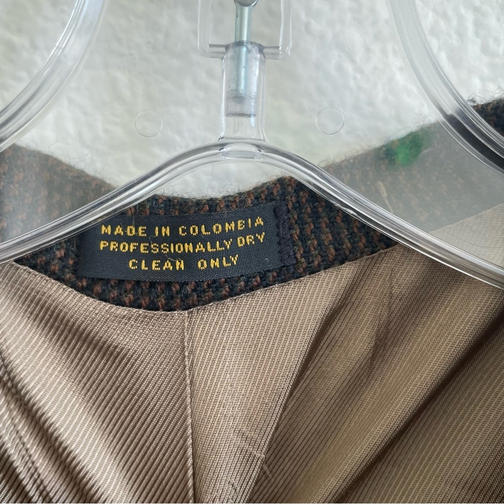 Oscar De La Renta Sport Coat Blazer Jacket Mens 46L Brown Wool Houndstooth Tweed - Picture 7 of 11